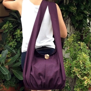 Handbags,Canvas Bag,Shoulder bag,Sling bag,Hobo bag,Boho bag Messenger bag,Tote bag,Crossbody Purse Dark Purple image 3