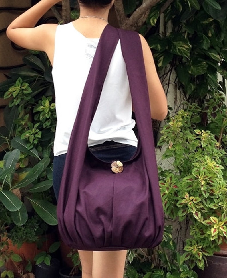 Handbags,Canvas Bag,Shoulder bag,Sling bag,Hobo bag,Boho bag Messenger bag,Tote bag,Crossbody Purse Dark Purple image 3