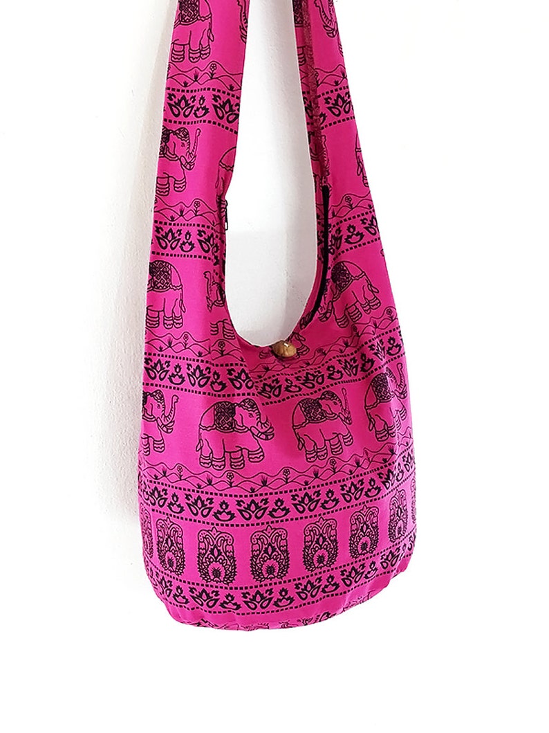 Women bag,Handbags,Cotton bag Elephant bag,Hippie Hobo bag,Boho bag,Shoulder bag,Sling bag,Messenger bag,Tote bag,Crossbody Purse Hot Pink image 2