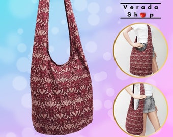 Women bag,Handbags,Thai Cotton bag Hippie bag,Hobo bag,Boho bag,Shoulder bag,Sling bag,Messenger bag,Tote bag,Crossbody bag Purse Red