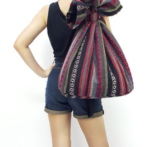 Woven Cotton Bag,Single Strap Backpack Hippie Hobo Boho bag,Tote Travel Bag,School bag Women bag,Handbags,Shoulder One Strap BackpackSWF63 image 3