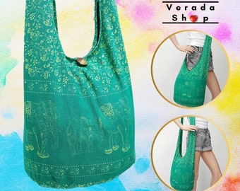 Women bag,Handbags,Cotton bag Elephant bag,Hippie Hobo Boho bag,Shoulder bag,Sling bag,Messenger bag,Tote Crossbody Purse Mint Green