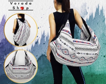 Verada-Woven Cotton Hobo Bag: Tribal Hippie Crossbody Rucksack BWF167
