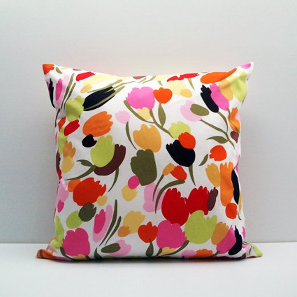 Summer Splash Tulip : ONE 18x18 inch Handmade Decorative pillow Covers- cotton fabric - Ready to Ship -