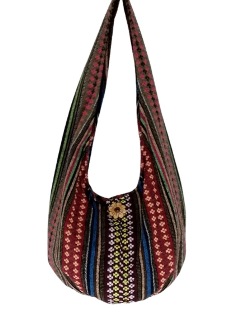 Geweven tas handtassen, portemonnee Tote Thaise katoenen tas, tribale tas, hippie tas, hobo tas, boho tas, schoudertas, damestas, korte en lange riem WF67 afbeelding 3