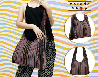 Verada-Woven Cotton Hobo Bag: Bohemian Crossbody Shoulder Bag CWS
