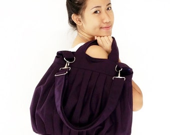 Canvas Bag Cotton bag Handbags Diaper bag Shoulder bag Hobo bag Tote bag Messenger Purse Everyday bag Dark Purple Martha