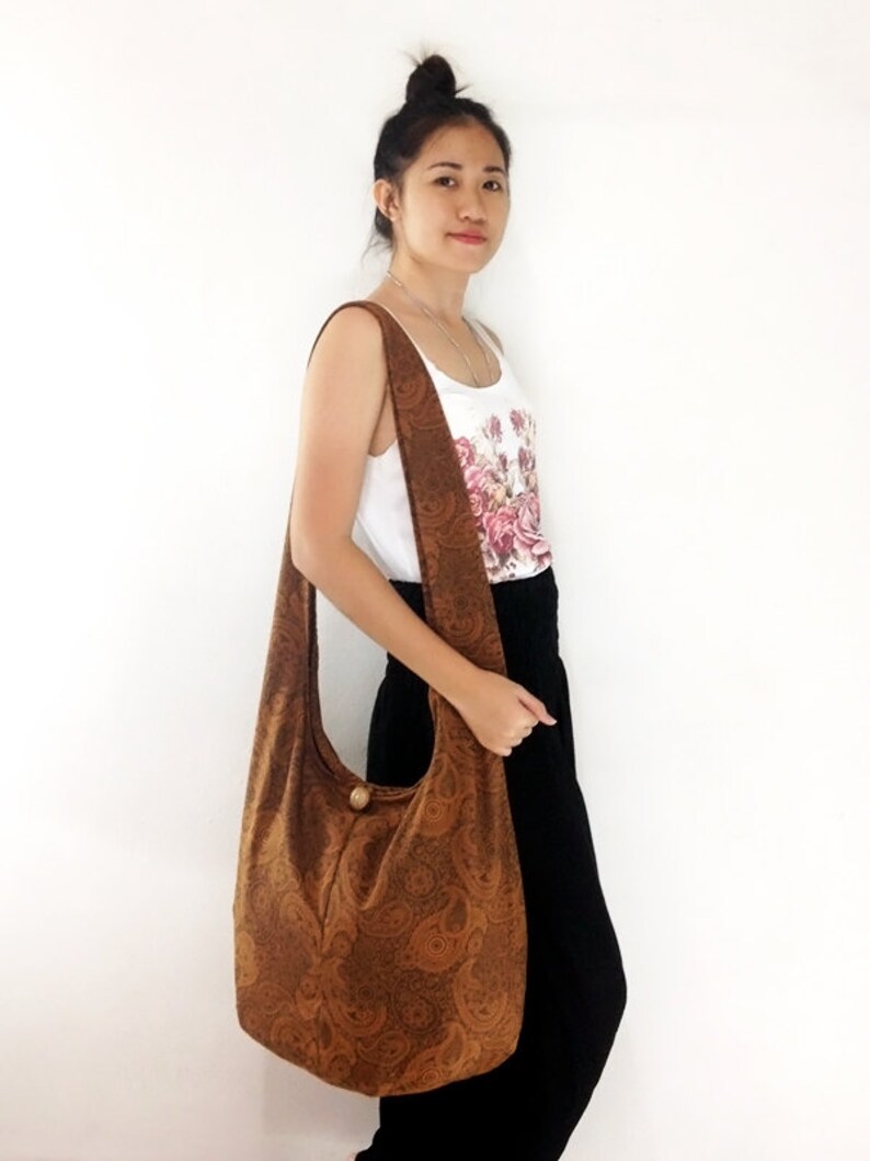 Women bag Handbags Cotton bag Hippie bag Hobo bag Boho bag Shoulder bag Sling bag Messenger Tote bag Crossbody bag Purse Paisley Brown