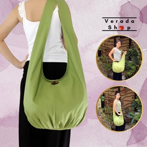 Canvas Hobo Bag: Pea Green Crossbody Sling Bag