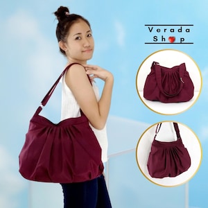 Handbags,Canvas Bag,Diaper bag,Shoulder bag,Hobo bag,Handbags,Tote bag,Messenger bag,Purse Everyday bag, Maroon  Dahlia