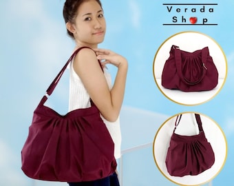 Handbags,Canvas Bag,Diaper bag,Shoulder bag,Hobo bag,Handbags,Tote bag,Messenger bag,Purse Everyday bag, Maroon  Dahlia