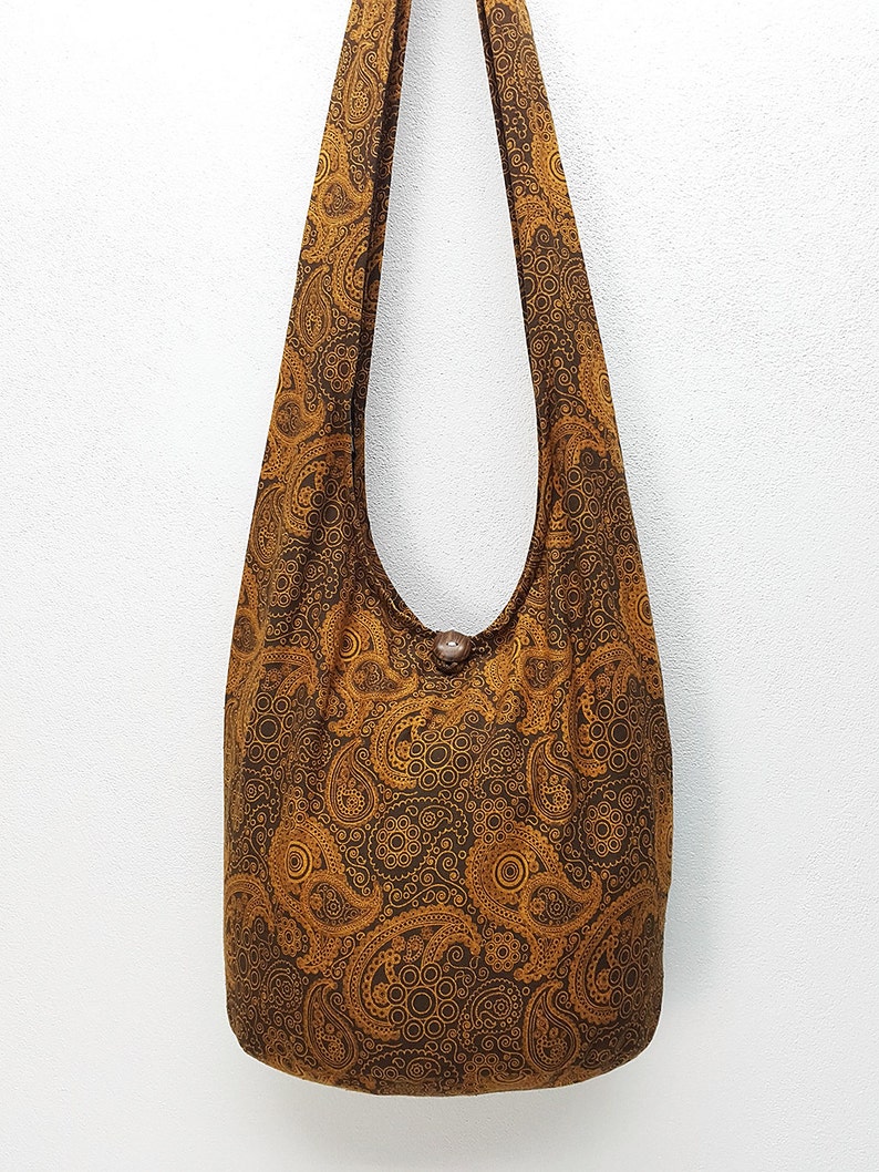 Women bag Handbags Cotton bag Hippie bag Hobo bag Boho bag Shoulder bag Sling bag Messenger Tote bag Crossbody bag Purse Paisley Brown