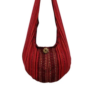 Woven Cotton Bag,Hippie bag,Hobo Boho bag,Shoulder bag,Sling bag,Messenger bag,Tote Crossbody Purse Women bag,Handbags,Red Long Strap WF2 image 3