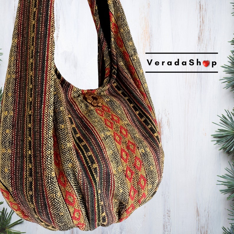 Thai Woven Bag,Handbags,Purse,Tote Cotton Bag,Hippie bag,Hobo bag,Boho Crossbody bag, Shoulder bag,Women bag,Short & Long Strap WF6 image 2