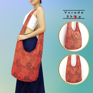 Women bag,Handbags,Cotton bag Hippie bag,Hobo bag,Boho bag,Shoulder bag,Sling bag,Messenger Tote bag,Crossbody bag Purse Paisley Orange