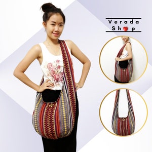 Gewebte Baumwolltasche,Hippietasche, Hobo Boho Tasche, Schultertasche, Schultertasche, Schultertasche, Crossbody-Tasche, Frauentasche, Handtaschen, langer Riemen (WF46)