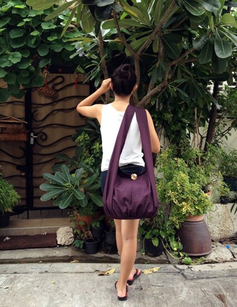 Handbags,Canvas Bag,Shoulder bag,Sling bag,Hobo bag,Boho bag Messenger bag,Tote bag,Crossbody Purse Dark Purple image 2