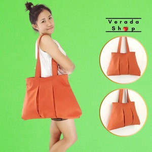 Handbags,Cotton bag Canvas bag diaper bag Shoulder bag,Hobo bag,Tote bag,Purse Everyday bag,Double Straps Burnt Orange Diana image 1