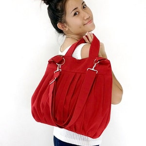 Canvas Bag,Cotton bag Handbags,Diaper bag,Shoulder bag,Hobo bag,Tote bag,Messenger Purse,Everyday bag, Red Martha image 2