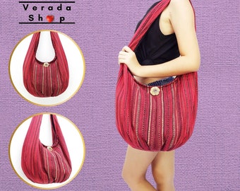 Verada-Woven Cotton Hobo Bag: Thai Hippie Shoulder Bag WF2