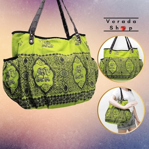 Women bag Handbags Thai Cotton bag Elephant bag Hippie bag Hobo bag Boho bag Shoulder bag Tote bag Diaper bags Everyday bag Purse Green