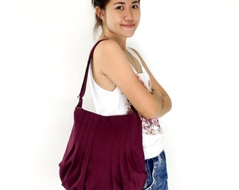 Verada-Maroon Canvas Hobo Bag: Everyday Shoulder Bag with Adjustable Strap Jane