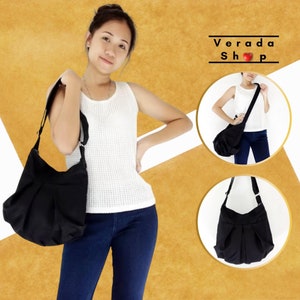 Handbags,Canvas Bag,Shoulder bag,Hobo bag,Boho bag Tote bag,Messenger Purse,Everyday bag, Black Mandy image 1