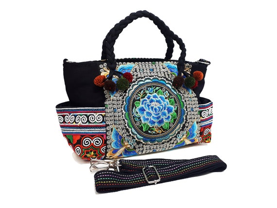Hill Tribe Bag Pom Pom Tribal Handbags Hmong Cotton Bag | Etsy