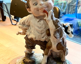 Giuseppe Armani Boy With Dog Figure 1980