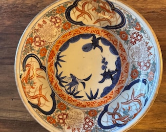 Vintage Arita Imari Bowl: Shochikubai Motif, Kenryu Mark, Edo Period Porcelain