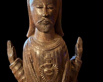 Sacred Heart of Jesus Mexican Ironwood Carved Statue