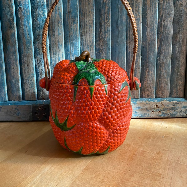 1920s Vintage Japanese Strawberry Biscuit Jar