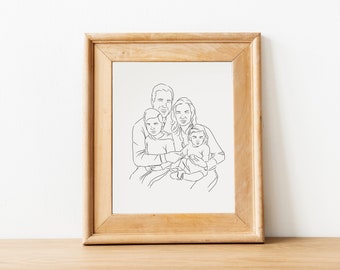 Custom Line Drawing/Sentimental Line Drawing/Mother's gift/Grandparent Gift/Fathers Gift/Family portrait/Minimal Family Portrait