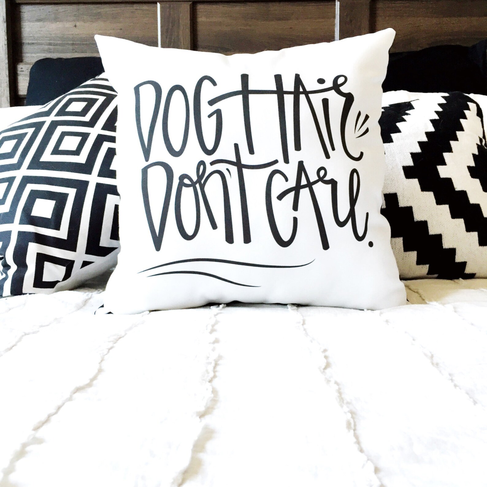 Dog Hair Dont Care // Throw Pillow Case // Handlettered Pillow Etsy