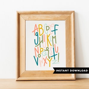 ABC del arco iris / Descarga instantánea/Impresión digital / cartel de la guardería / Arte ilustrado / Arte de la guardería / Alfabeto / Arte de la habitación de los niños / arte de la sala de juegos
