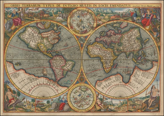 Old Maps World Globe Ancient Map Wall World Map World Maps Ancient Maps Map Of The World Atlas Prints World Map Print 271