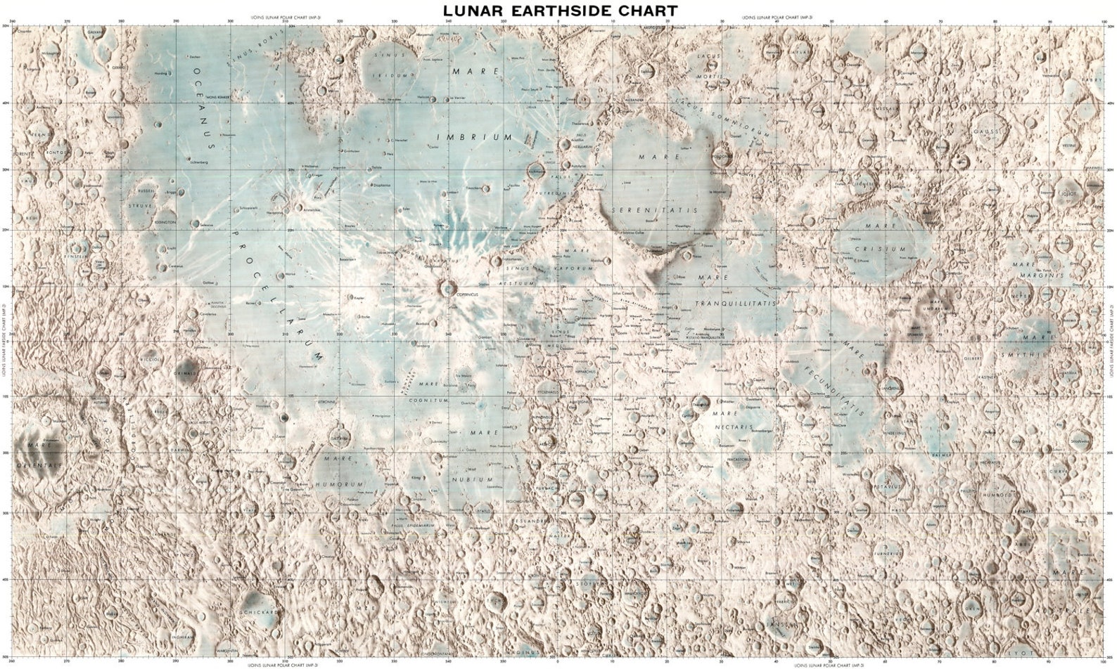 Moon poster Astronomy print Moon Moon map 105 | Etsy