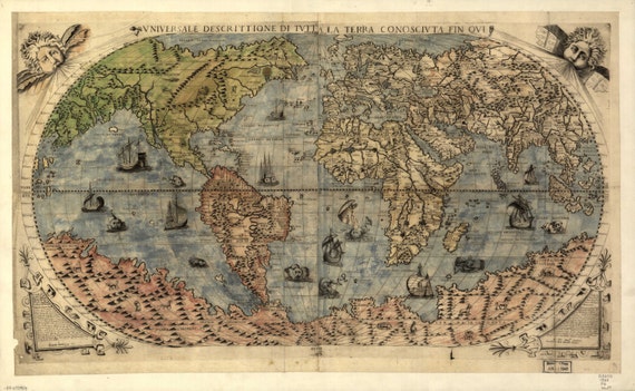 World Map Old Maps World Map Print 107 Etsy