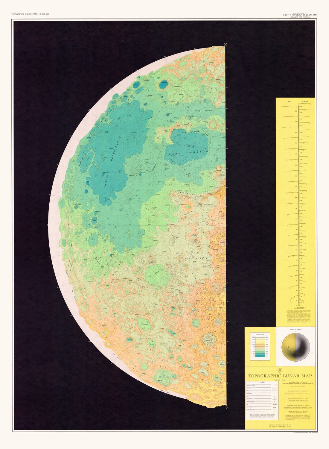 Astronomy print Moon Moon map 101 | Etsy
