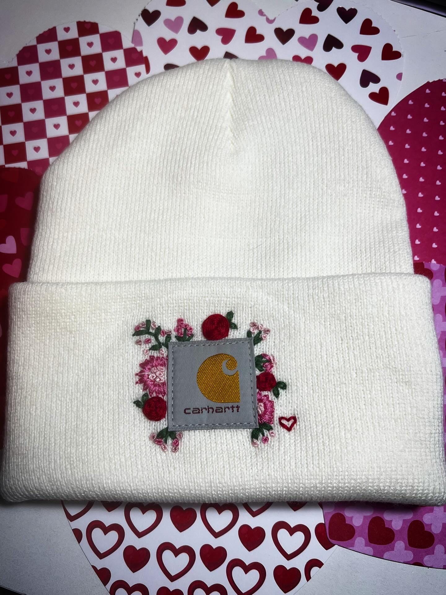 Embroidered Carhartt Beanie Flowers - Etsy display picture 1