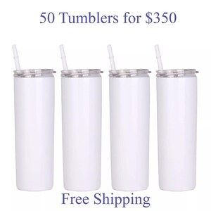 Case of 50 20oz skinny tumblers for sublimation