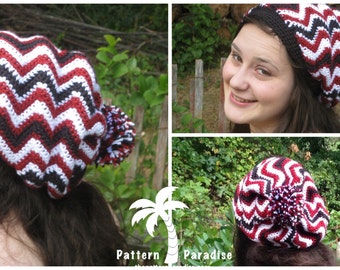 Created by Cyd‎ Handmade Crochet Beanie Hat Multicolor Chevron Zigzag Knit NEW img_2558.jpg?w=640 main image 4