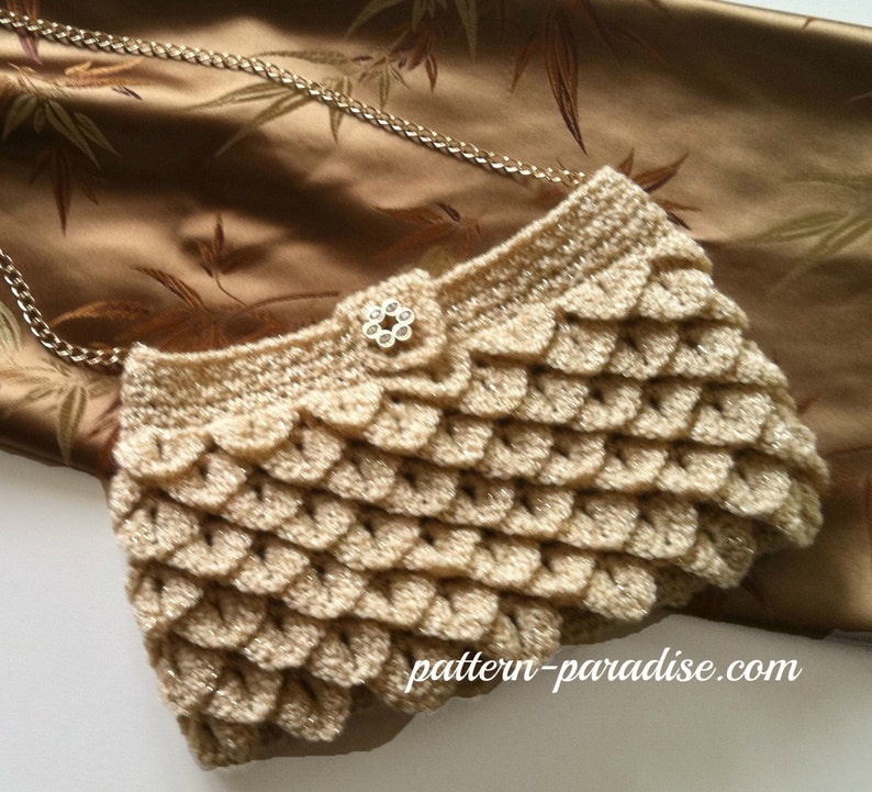 Crochet Pattern for Clutch, Purse, Evening Bag, Crocodile Stitch, PDF 12-056 INSTANT DOWNLOAD image 3