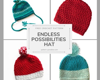 Crochet Pattern for Endless Possibilities Beanie Hat, Slouch, Newborn to Adult size, Hat for Men, Women, Kids