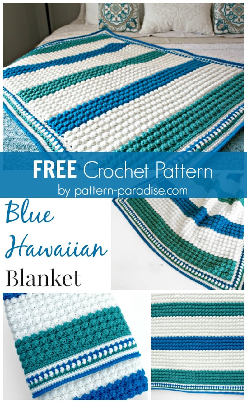 Crochet Pattern Baby Blanket Afghan Throw Blue Hawaiian PDF 17-308 image 5