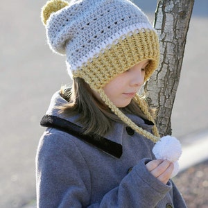 Crochet Pattern Hat Ear Flap Beanie Gracie PDF 16-219 INSTANT DOWNLOAD