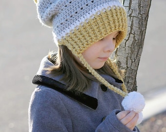 Crochet Pattern Hat Ear Flap Beanie Gracie PDF 16-219 INSTANT DOWNLOAD