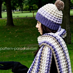 Crochet Pattern for Beanie Hat Waffle Slouchy, Child and Adult PDF 16-255 image 3