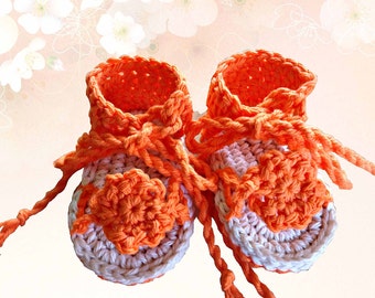 Girl Booties Sandals with Ties , Crochet Pattern, PDF 12-026 INSTANT DOWNLOAD