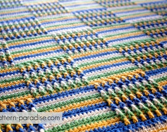 Crochet Pattern Baby Blanket Afghan, Posts & Stripes PDF 12-115